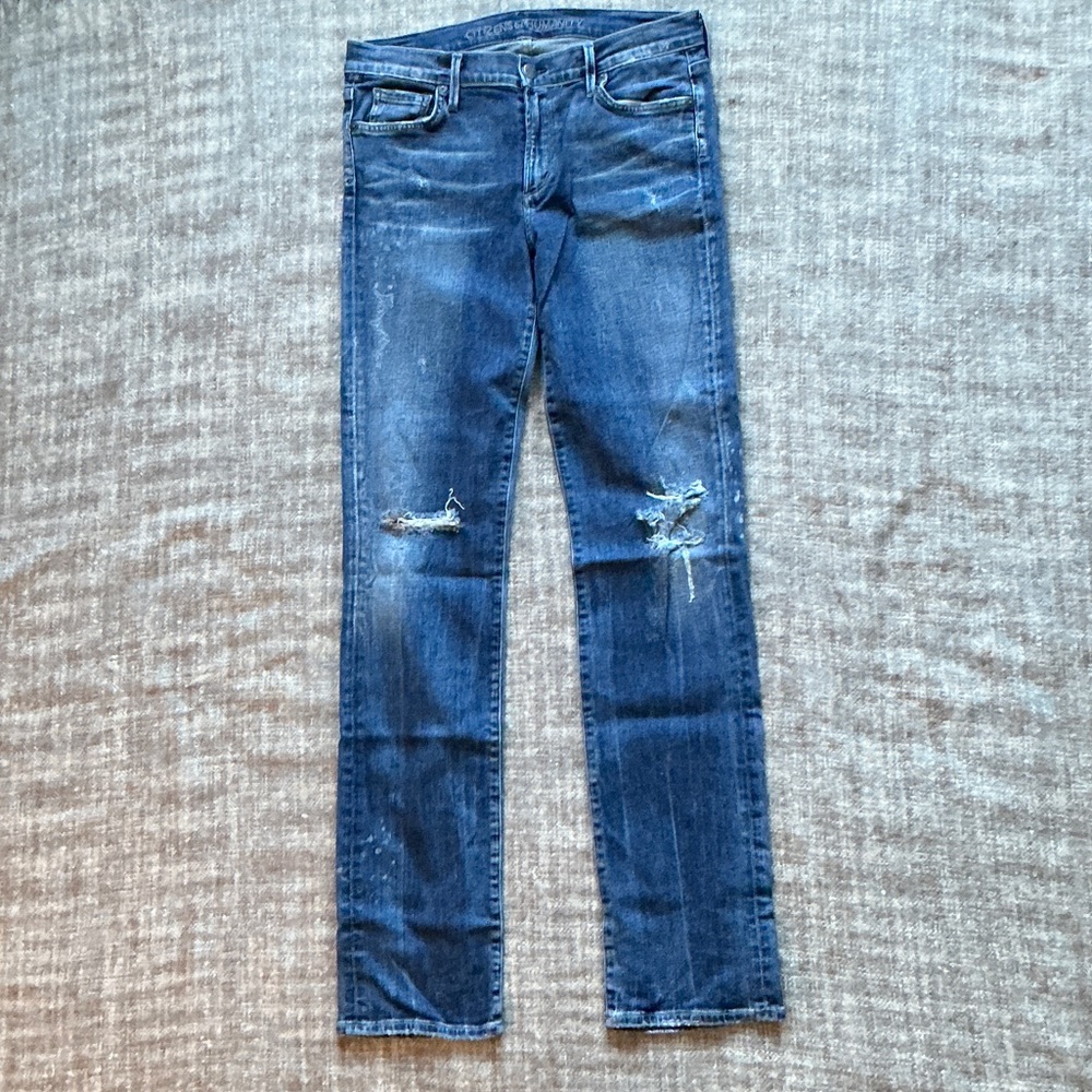 Citizens Of Humanity Distressed Dark Blue Skinny Jeans